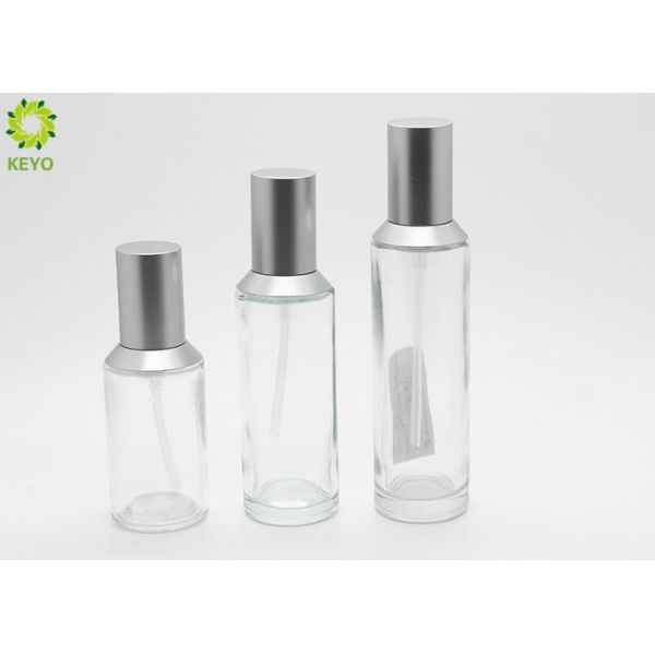 Sloping Shoulder Clear Glass Pump Bottles 40ml 60ml 80ml 100ml For Cosmetic Packaging