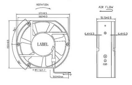 2950 RPM AC220V Waterproof Cooling Fan Low Noise For Ice Machine