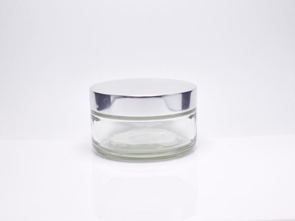 Classic 200g 6.8oz Wide Mouth Clear Glass Cosmetic Jar With Screw Cap, Heavy Wall Clear Glass Jar For body butter Cream