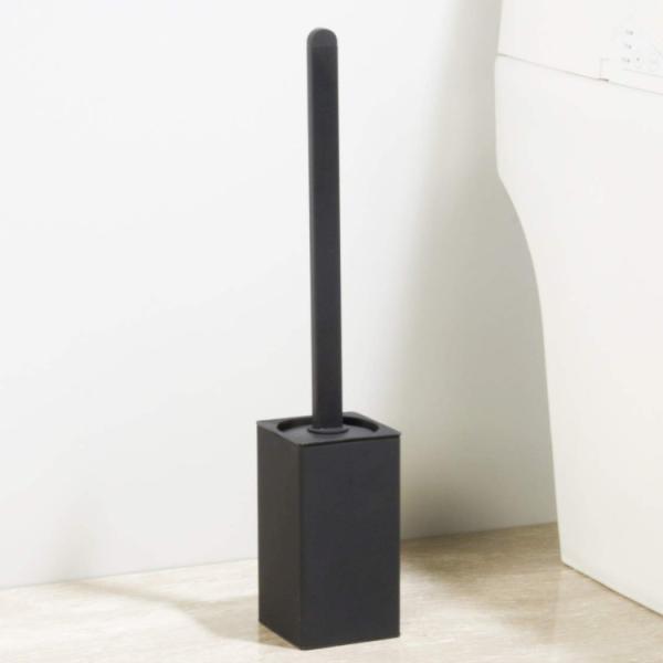 Black Square Toilet Brush And Holder Metal Bathroom Brush Silicon Toilet Brush