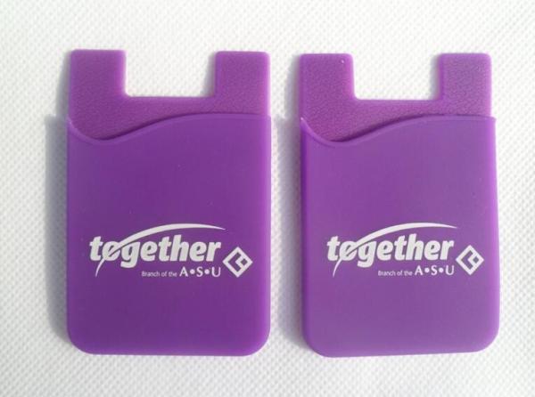 Custom Printed Logo Cell Phone Case Card Holder Card Pouch With 3M Sticker , For Business Card Credit Card