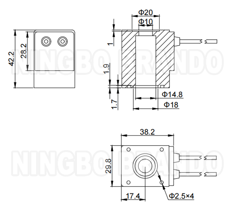coil dimension 0543 Latching Solenoid Valve Coil DC6V 11W 14.5mm Hole 42mm Height