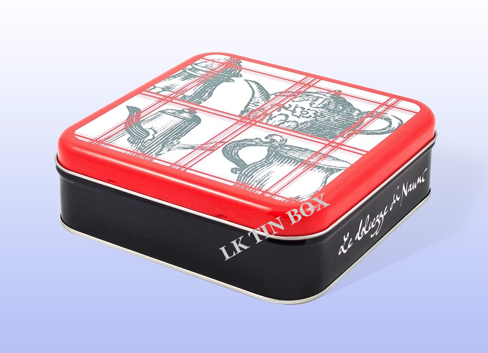 3d Embossed Metal Rectangular Tin Box With Hinged Lid , Rectangular Cookie Tins
