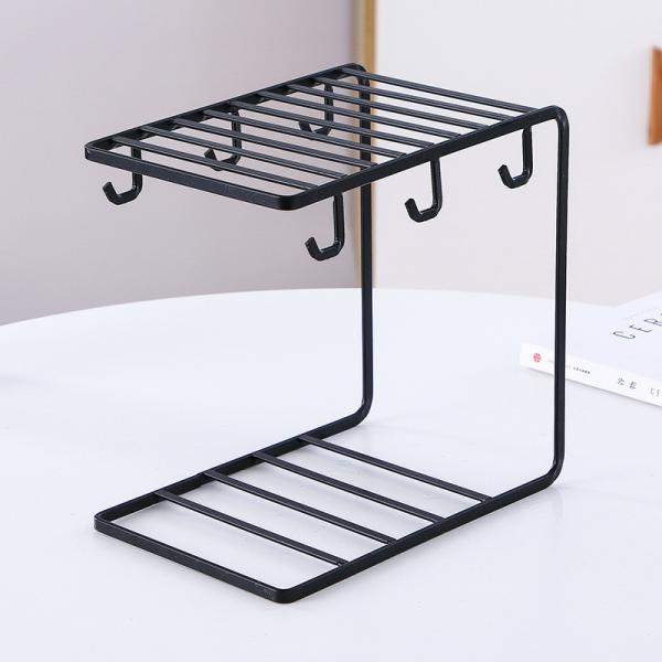 6 Hooks Carbon Steel Cup Rack Stand , L25cm Mug Racks Stands