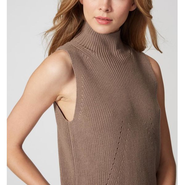 Cutaway Sleeveless Knit Pullover Sweater Merino Wool Material Thin For Female