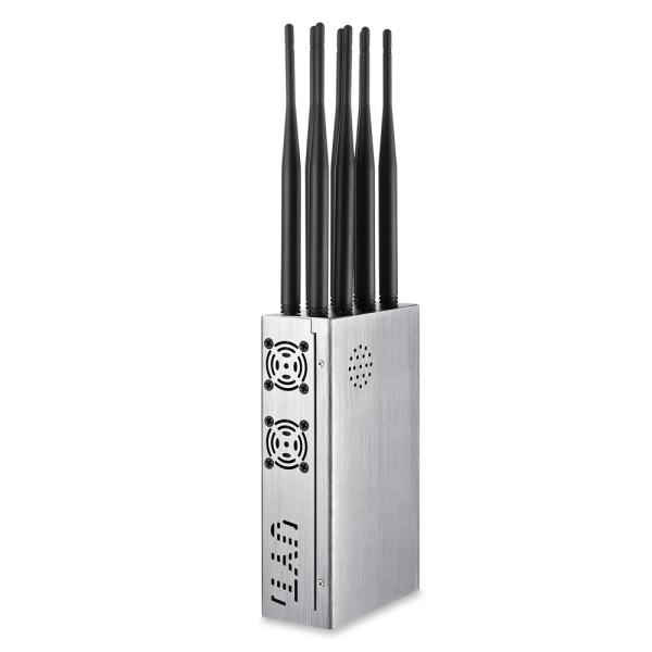 Portable 8 antennas mobile phone signal jammer blocks 2G 3G 4G 5G WIFI signals with bigger hot sink & battery