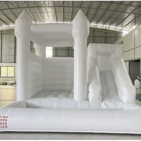 White Wedding Inflatable Bounce House for Kids Parties and Event Rentals