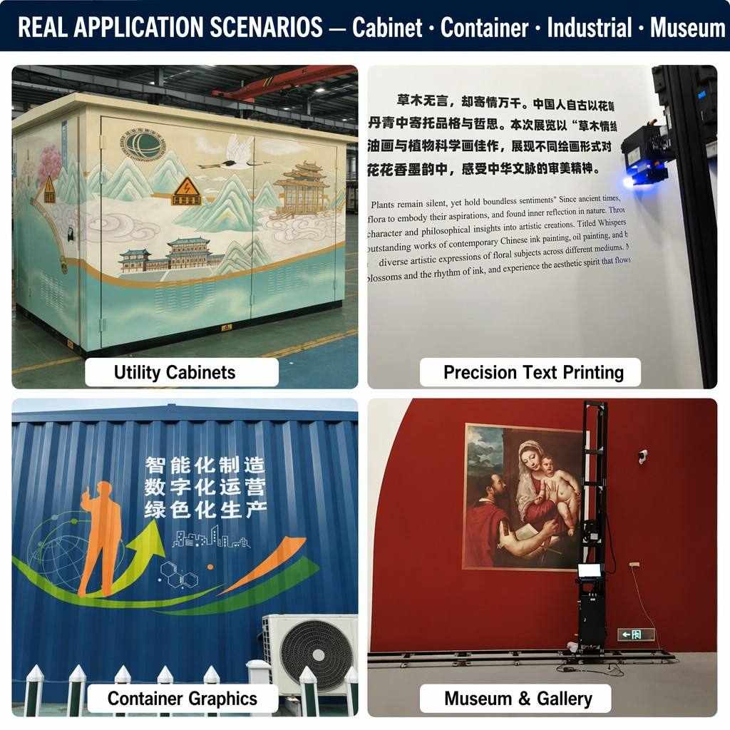 High Definition Sharp Text Industrial Cabinet UV Wall Printer  Dual Epson Heads Automatic Vertical Mural Machine