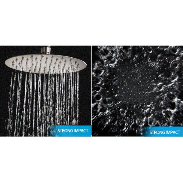 Water Saving and High Pressure Bright Chrome 8 Inch Ultra Thin Round Rainfall Shower Head