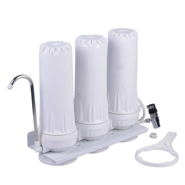 Plastic Home Water Filter , White Housing Sink Water Filter Three Stage