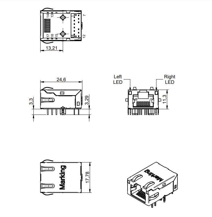 10GBASE-T RJ45 Jack 10G Трансформатор без PoE для шлюзов 7499611420