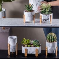 Planteurs concrets de pots de marbre avec les pots de table Mini Pots de Succulents de pots d'usine de supports en bambou