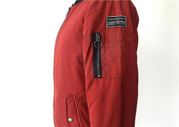 Mens PU Leather Coat Polyester Bomber Jacket With Zip Pocket / Emboriedary Patch TWS8055