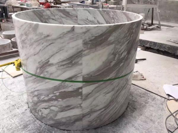 High Building Marble Columns Decorative Round White Stone Column For Hotel