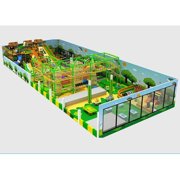 Jungle Theme Commerical Indoor Playground Equipment With Trampoline And Adventure Courses