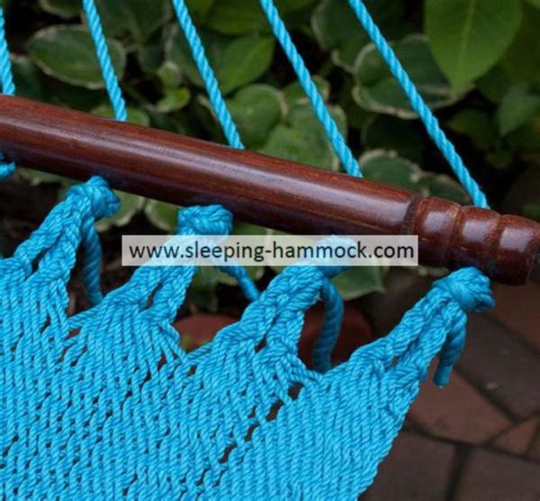 Coastal Tight Weave Wooden Arc  2 Person Rope Hammock With Stand Light Blue 55 X 84 Inches