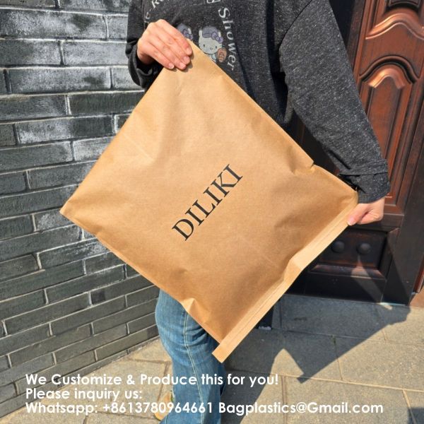 Custom Printed Design Clothing Courier Package Shipping Poly mailer Paper Mailer Biodegradable Kraft Cardboard Mail Envelope Paper Mailing Bag