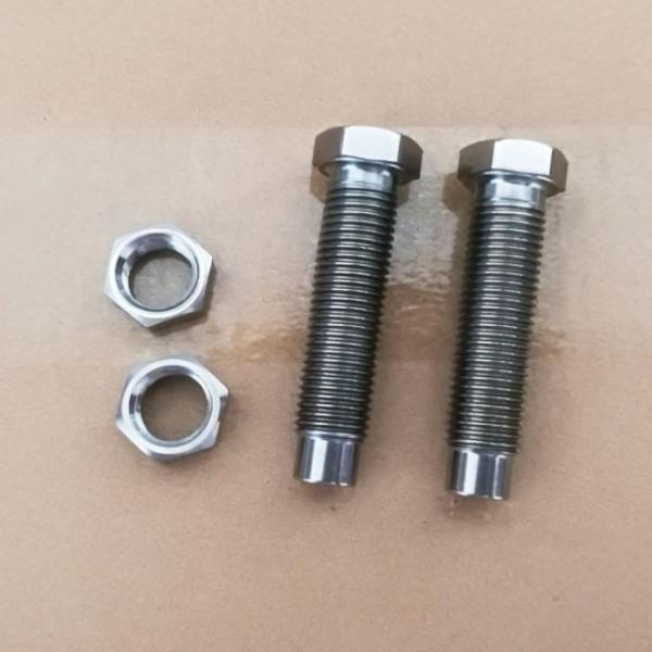 DIN Standard and Titanium Bolt 7/16-20 With 9/16 Hex Nut for 1-1/8 Torsion Stop Natural Finish
