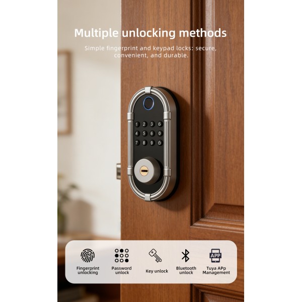 TUYA Tuya Ble App Deadbolt Lock Intelligent Automatic Smart Locks Biometric Fingerprint Smart Front Door Lock