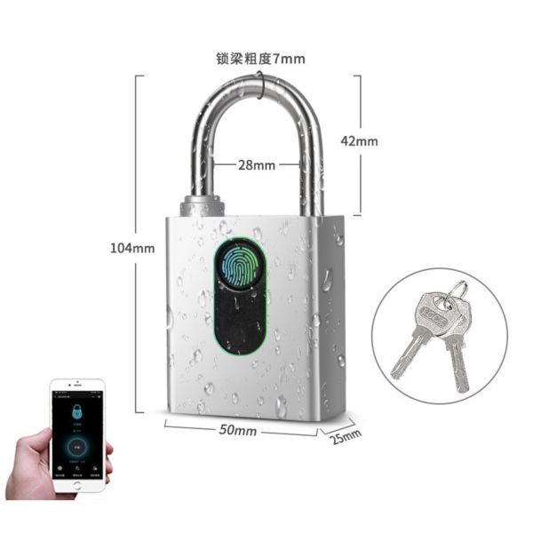 Smart Fingerprint Key Padlock Enhanced Security 100 Fingerprint Capacity IP65