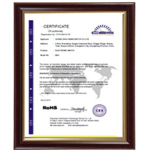 Shenzhen Boyear watch co.,ltd Certifications