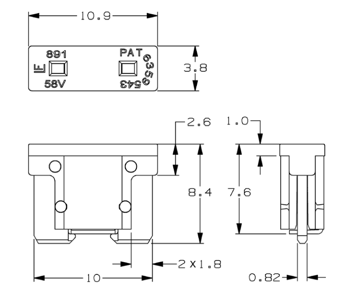 Littelfuse Low Profile Mini Blade Micro Fuse 891 Series 58V 0891005 0891010 0891015 0891020