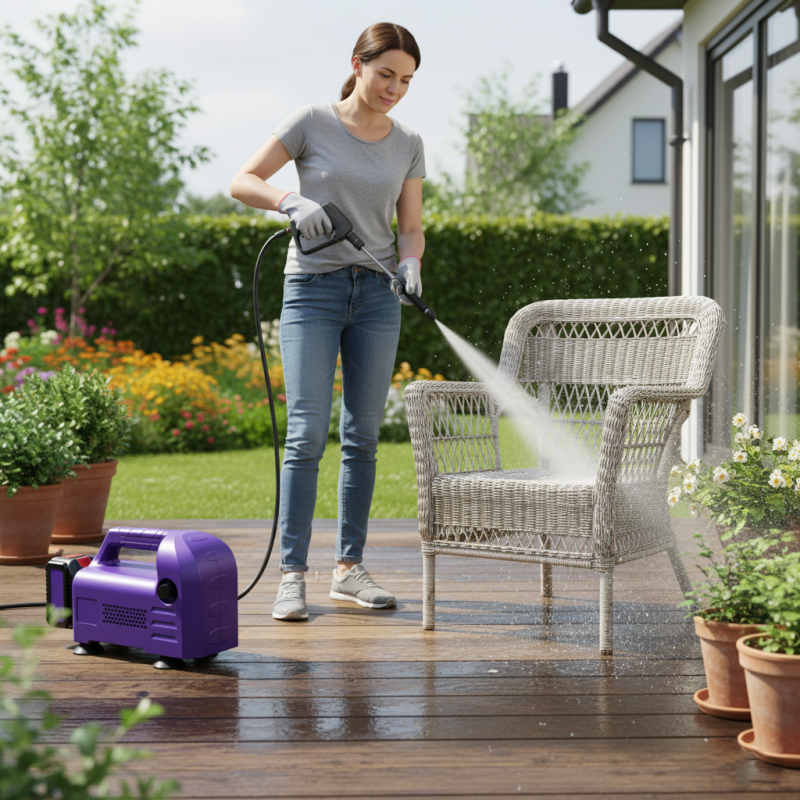 21V Cordless Brushless Cleaning Machine 65Bar High Pressure 8L/min 2880r/min Portable Power Washer Car Patio Outdoor Use
