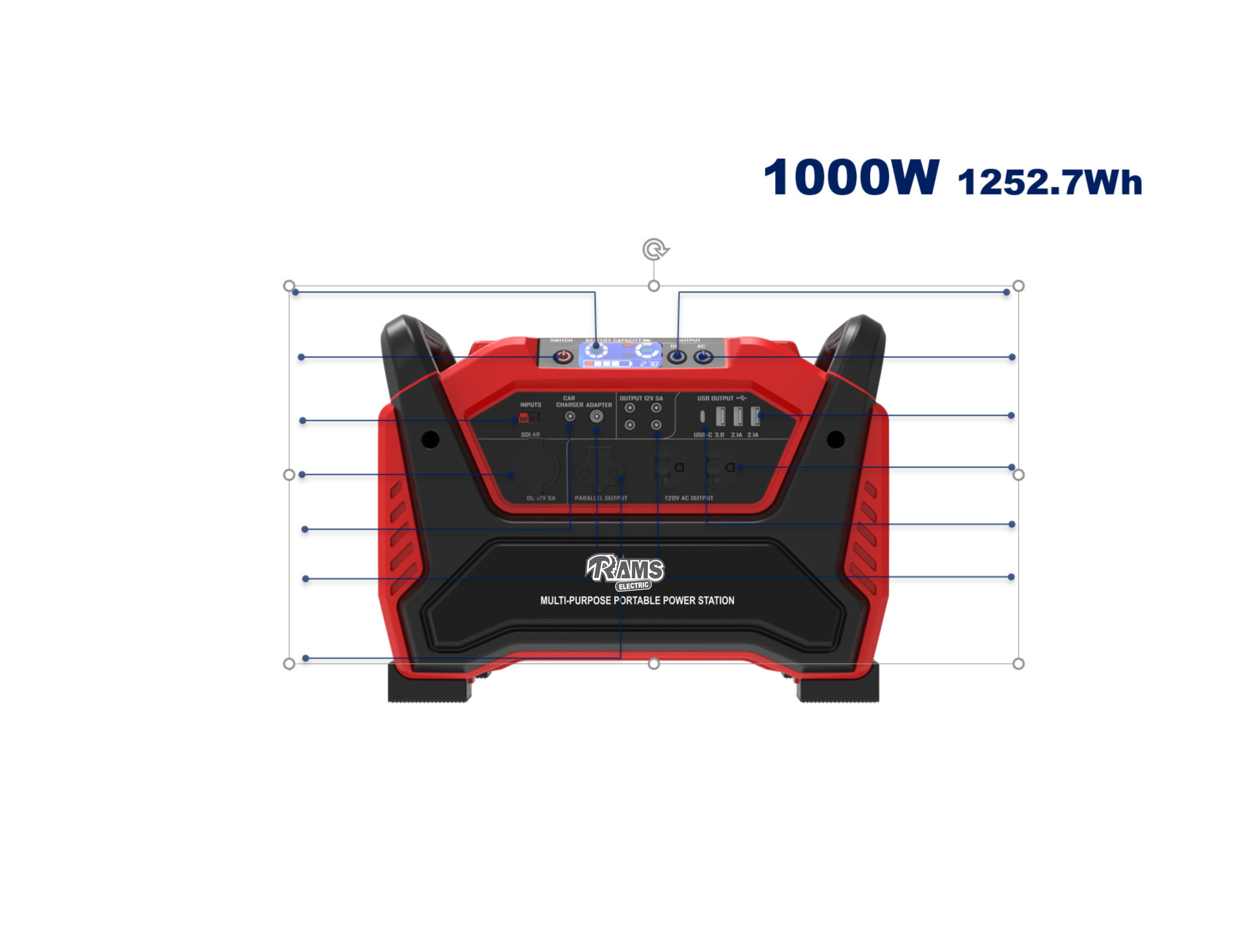 1000W электропитание портативной резервной цели электростанции 1250Wh Multi портативное