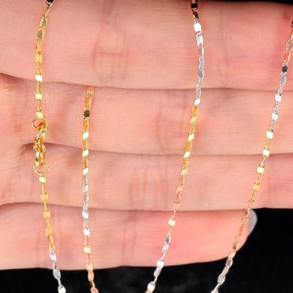 18K Yellow Rose White Tone Gold Twist Link Chain Necklace 18 inches (NG0110)