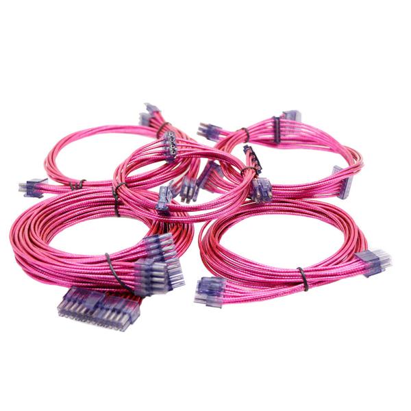 PSU Cable Bright Braided Power Supply Modular Cable Kit 24 Pin 8pin 6pin Length 630mm Gold Pink Blue Sliver Purple Green PVC
