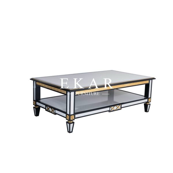 Wooden Luxury Rectangle Royal Spanish White Coffee Table