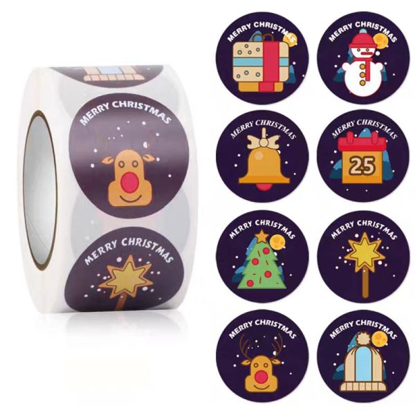 Personalised Round Merry Christmas PVC Label Sticker Labels For Card Gift Envelope Box