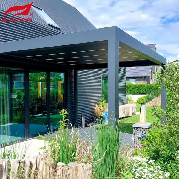 Customized Size Motorized Aluminum Pergola Remote Control and Smart Home Integration for Waterproof Windproof Feature
