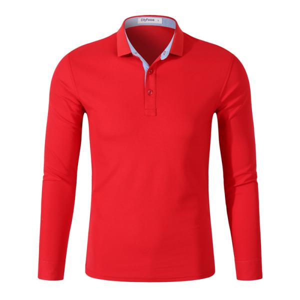 Wholesale Cotton Polyester Leisure Quick Drying Breathable Men'S Custom Golf Lapel Long Sleeve Polo Shirt