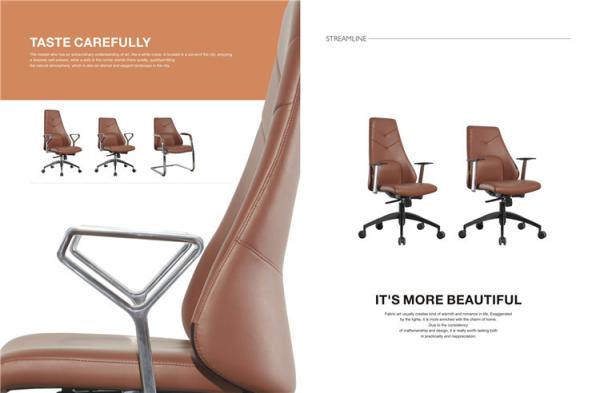 Modern Office Leather  Brown Executive Office Chair Pu Aluminum BIFMA