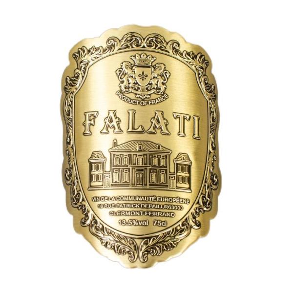 Hot Stamping Foil Golden Embossed Writing Label Wine Bottle Sticker 3D Embossed Wine Metal Labels