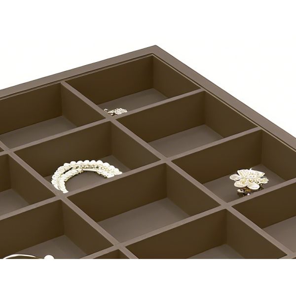 YG-H030 Customizable 13-Compartment Jewelry Drawer Organizer Tray, MDF PVC Leather Storage Box for Wardrobe & Dresser