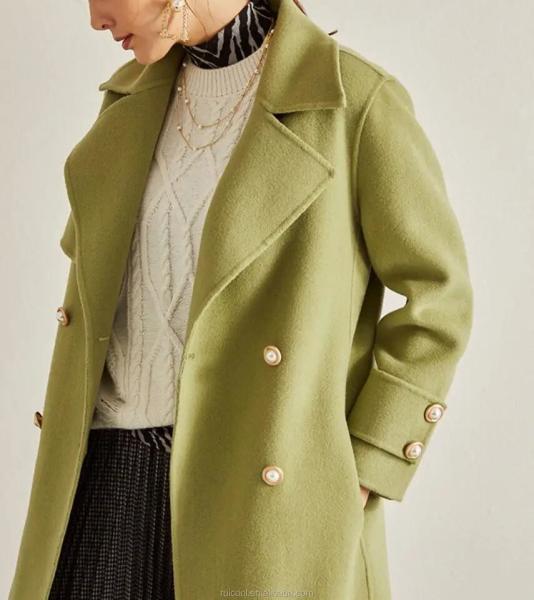                  Wool Blend Peacoat Double-Breasted High Quality Trench Coat Women Long Coats for Ladies             