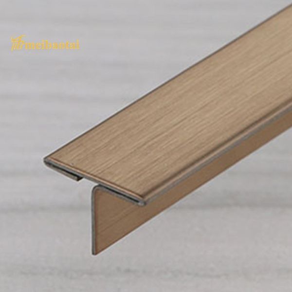 PVD Bronze Coated 304 Stainless Steel Hairline Surface T Shape Tile Trim Edging Strip