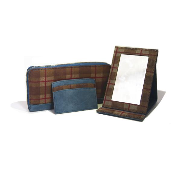 Saffiano Leather Polybag Womens Plaid Wallet , 10x8.5cm Clutch Leather Wallet