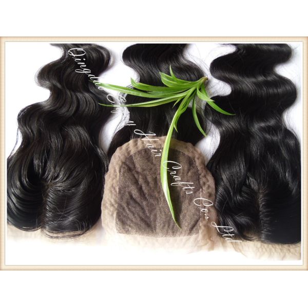 Silk top closure 4''x4'' peruvian virgin hair natural color,body wave 10''-24''middle part