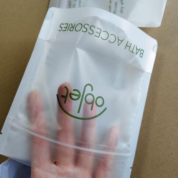 Factory-Direct And Biodegradable Translucent Stand Up Pouches For Bath Accessories Packaging Available In Multiple Sizes.