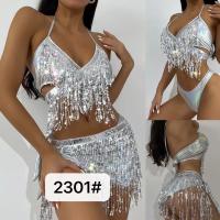 O biquini franjado três senhoras do roupa de banho da parte pisca pano terno de natação de 3 partes