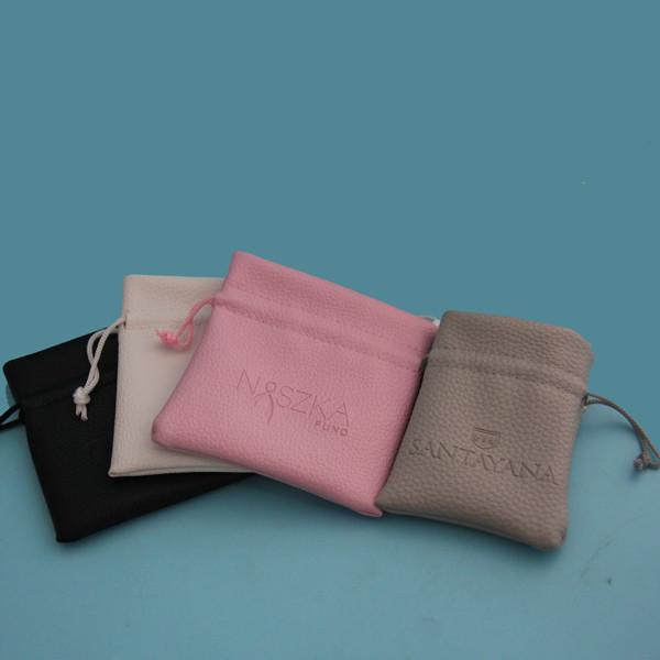 Gift Jewelry Storage Bags  Custom Mini Travel Portable Logo Embossed PU Leather