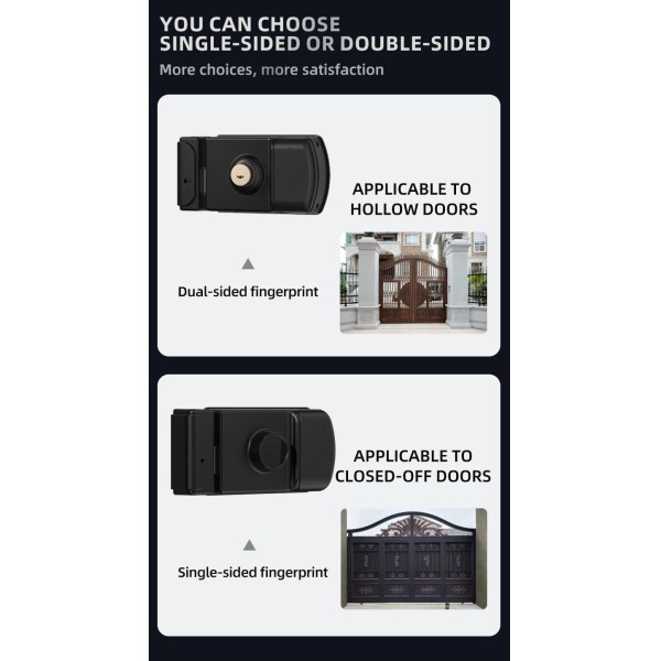 Yagu Tuya APP IP55 Waterproof Door Lock for Home/Office Bull Head Fingerprint Password Lock Outdoor Single & Double Fingerprint
