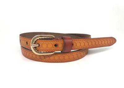 2.0cm Women's Skinny Genuine Leather Belts With Embossed Croco