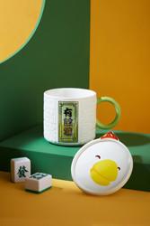 Boutique Mugs Customizable Lucky Embossed Mug Chinese Style Large Capacity Ceramic Coffee Juice Tea Mug With Lid