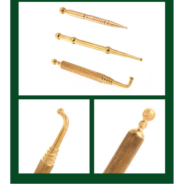 Full-body Massage Area Elbow Brass Copper Manual Acupressure Reflexology Pen for Gold Plated Tissue Massage Stick