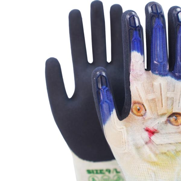 15 Guage Durable Latex Sandy Coated Gloves With TPR Impact Shields For Garden Work