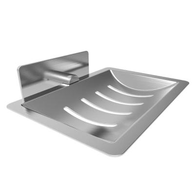 Chrome Adhesive Sove Bathroom Soap Holder  Matt Stainless Steel Soap Tray
